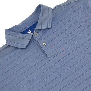 FG Tech Polo Shirt Men Medium Blue Striped Trump National Golf Short Sleeve USA